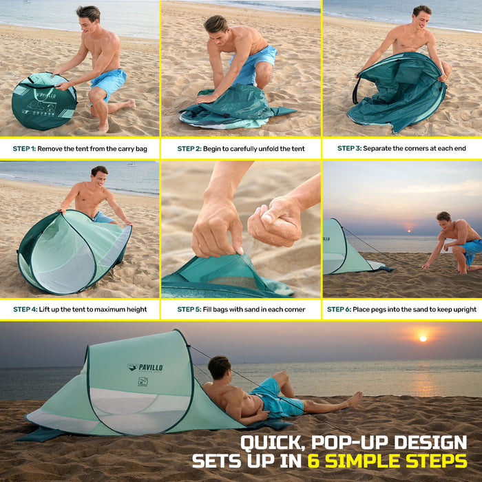 2 Person 2m x 2.1m UV Protected Beach Shade Tent | Easy Assembly