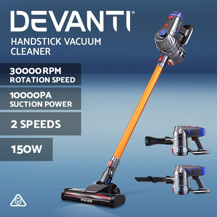 2-Speed with Headlight 150W Stick Handstick Vacuum Cleaner | Gold Cordless Vacuum Cleaner