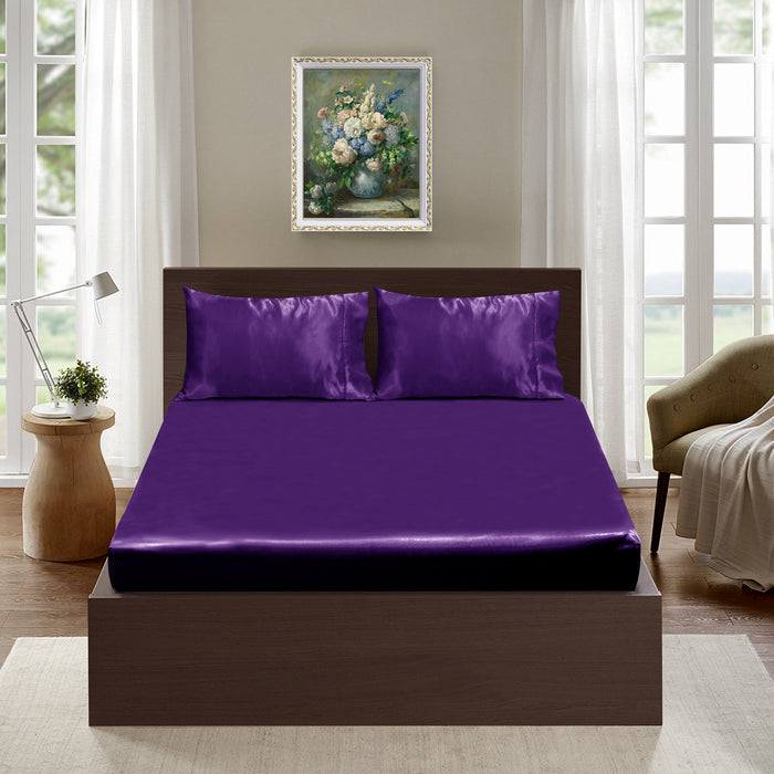 Ramesses Casablanca Ultra Soft Silky Satin FITTED Sheet Combo Set | Super smooth and soft | 3 Sizes - 8 Colours