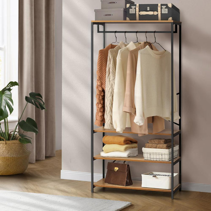 Nuvelo Industrial Style Metal Clothe Storage Unit | Multi Storage Clothes Rail And Shelving Unit | Portable Wardrobe