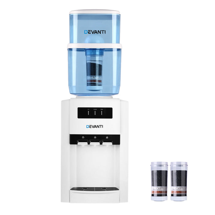 Handy 22L Bench Top Water Cooler Dispenser | Quick Cool Water Purifier + 2 Replacement Filters