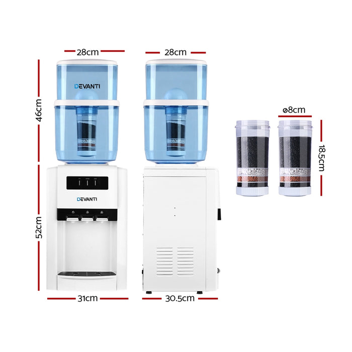 Handy 22L Bench Top Water Cooler Dispenser | Quick Cool Water Purifier + 2 Replacement Filters