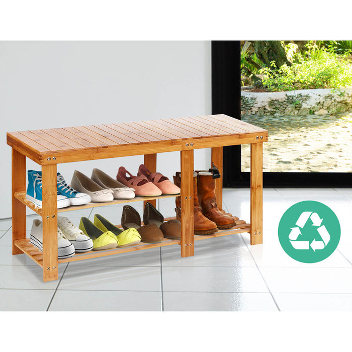 Bliss Bamboo 2 in 1 Shoe Rack Storage Bench | 10 Pair Shoe Cabinet Organiser