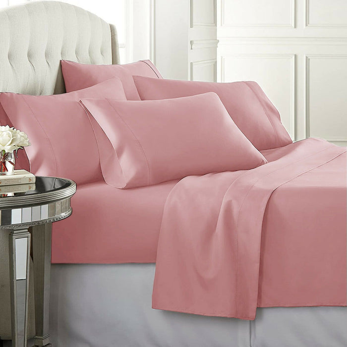 Elite 1500TC 100% Supreme Egyptian Cotton Sheet Set | MQ MK | Complete Set with Flat Sheet | 7 Sizes - 8 Colours Bed Sheets Single / Rose Pink Ontrendideas Bed and Bath