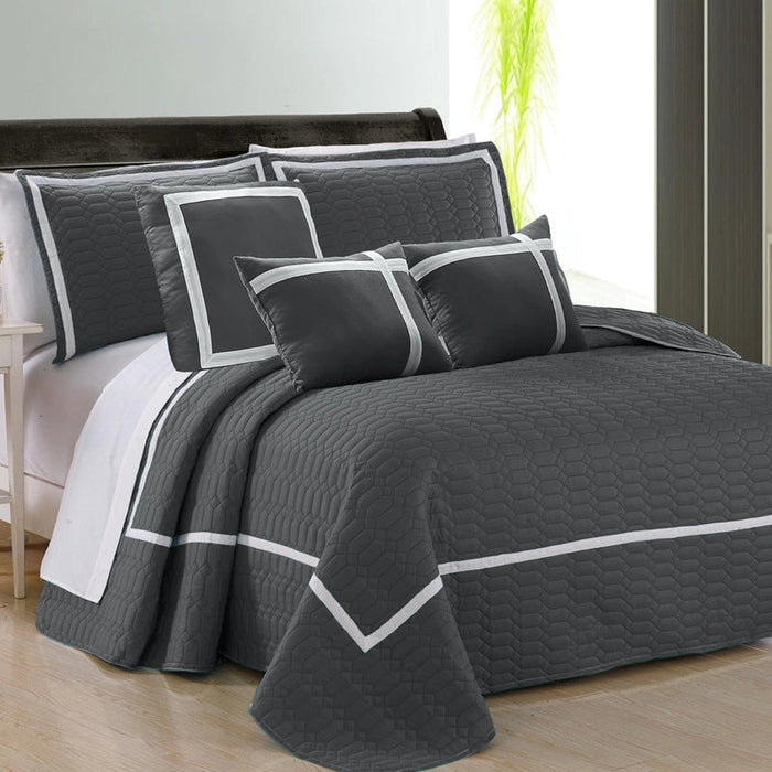 6pc Two-Tone Embossed Modern Comforter Set | Stylish Bed Set | 2 Sizes - 6 Colours