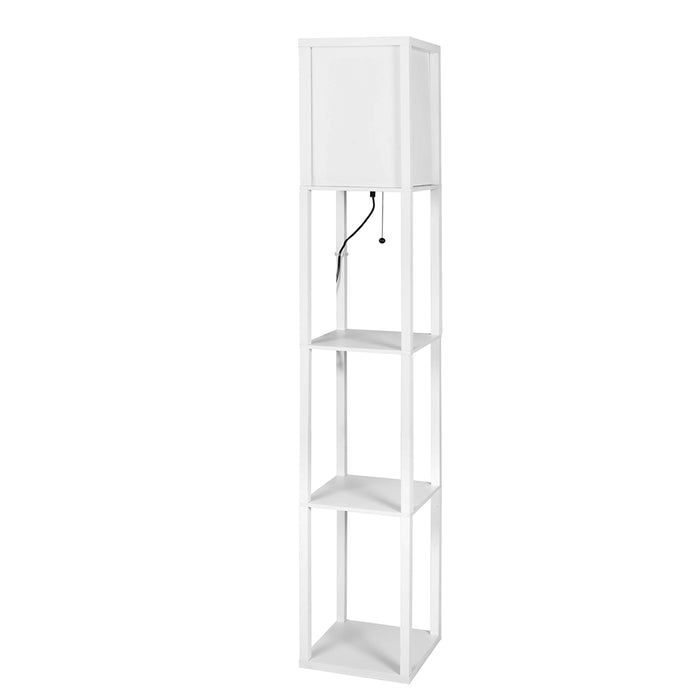 Premium LED Floor Lamp with Storage Shelves in White