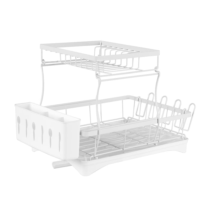 2 Tier White High Quality Dish Drying Rack | Detachable Dish Drainer Unit