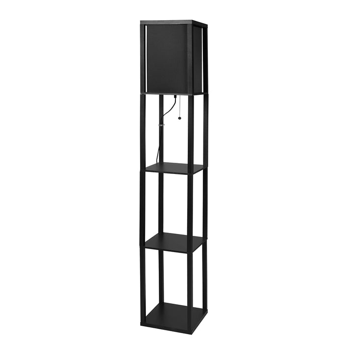 Premium LED Floor Lamp with Storage Shelves in Black