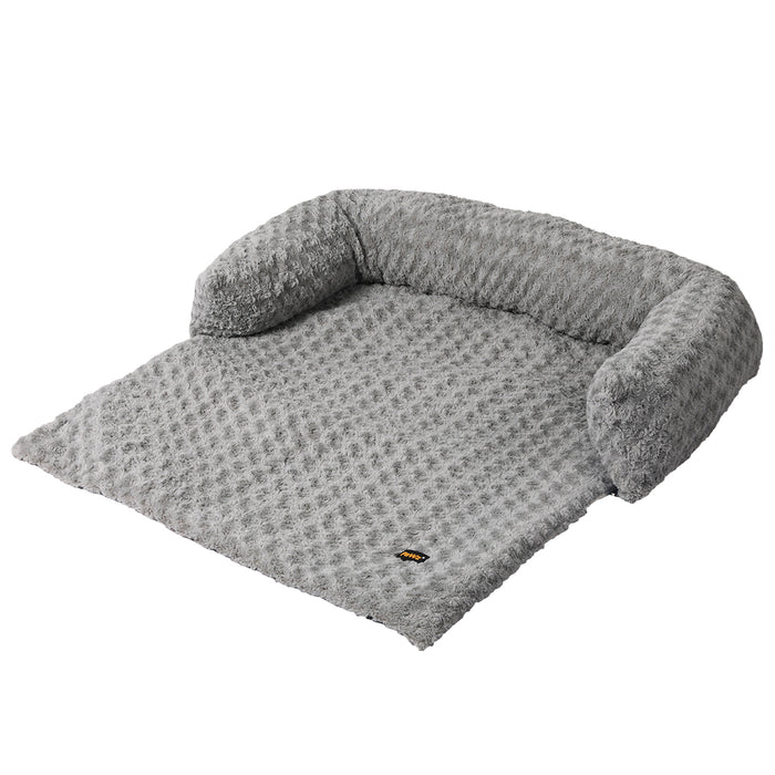 Pawzee Two in One Comfy Sofa and Cover Pet Bed | Cotton Filled Dog Bed - Grey XL