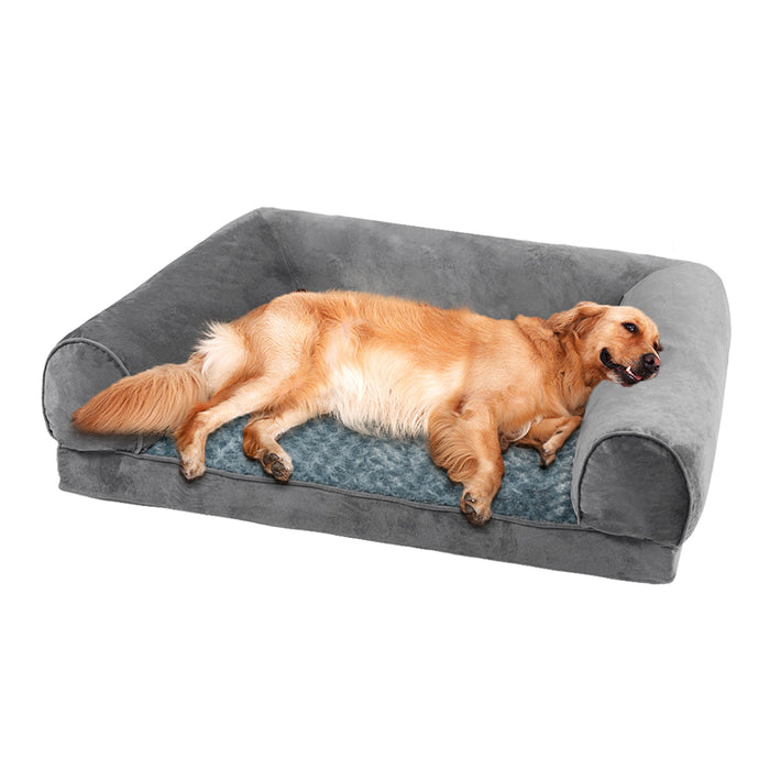 Pawzee Pet Bed Sofa | Velvet Sofa Dog Bed Grey XXL