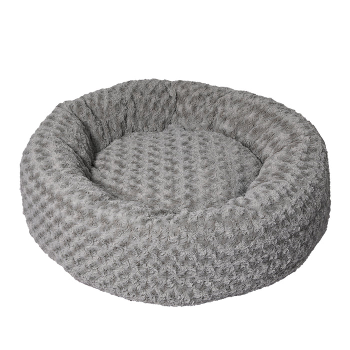Pawzee Calming Dog Bed | Warm Soft Plush Sofa Pet Bed Cat Cave in Grey Large