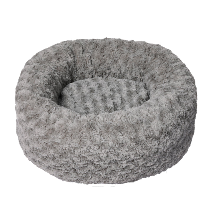 Pawzee Calming Dog Bed | Warm Soft Plush Sofa Pet Bed Cat Cave in Grey Small