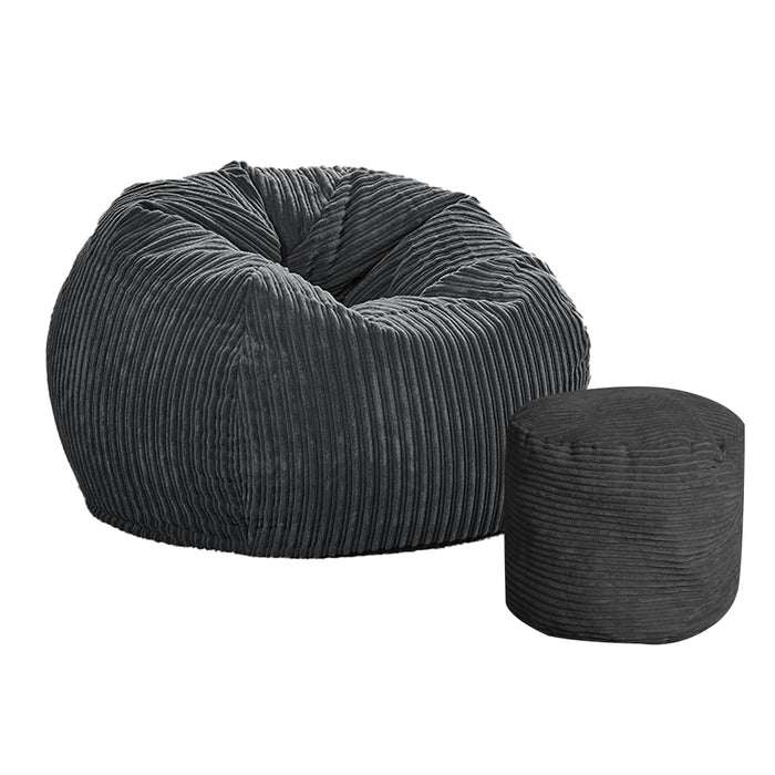 Ottoman Bean Bag Chair Cover Home Game Seat Lazy Sofa Cover Large With Foot Stool