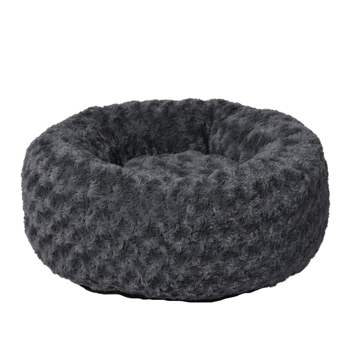 Pawzee Calming Dog Bed | Warm Soft Plush Sofa Pet Bed Cat Cave in Dark Grey Small