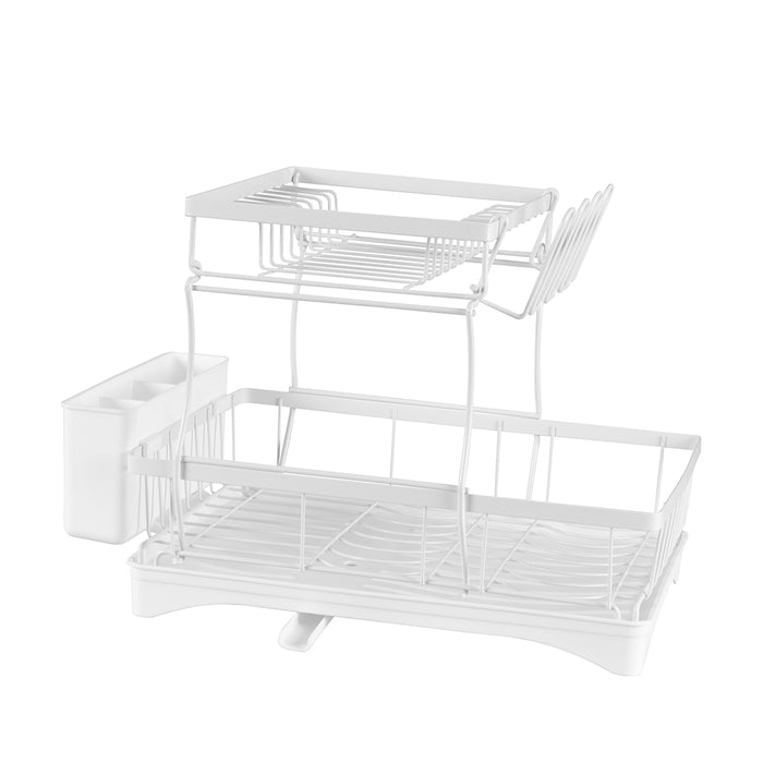 2 Tier White High Quality Dish Drying Rack | Detachable Dish Drainer Unit