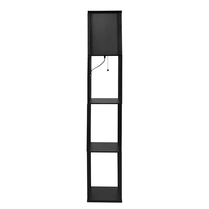 Premium LED Floor Lamp with Storage Shelves in Black