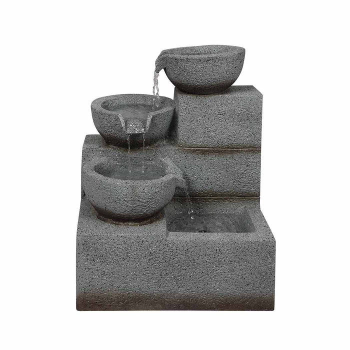Deluxe 3 Tier Solar Water Fountain | Decorative Water Feature Solar Powered in Grey
