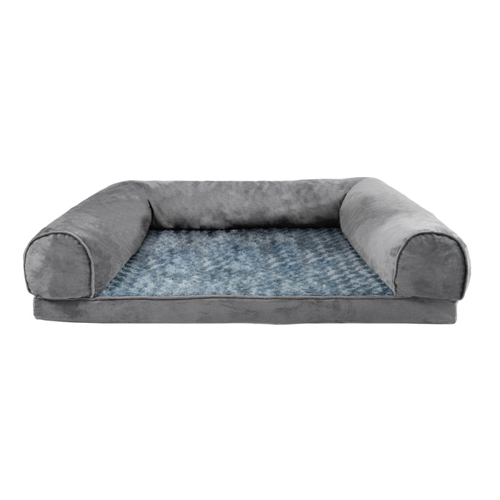 Pawzee Pet Bed Sofa | Velvet Sofa Dog Bed Grey XXL