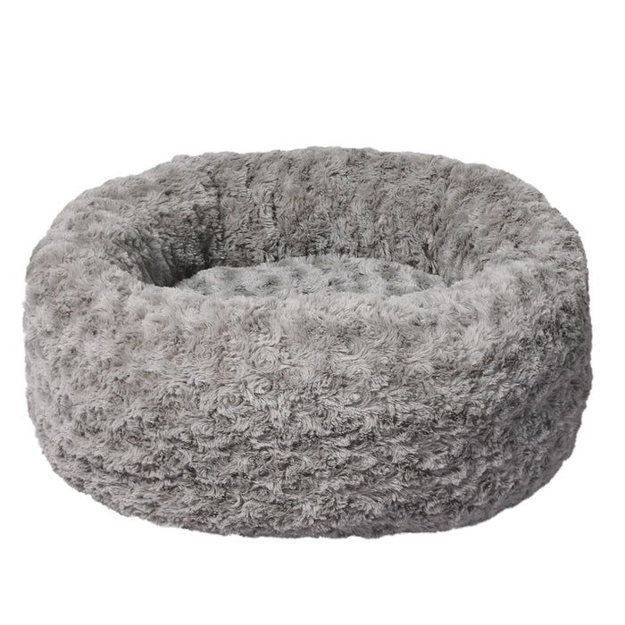 Pawzee Calming Dog Bed | Warm Soft Plush Sofa Pet Bed Cat Cave in Grey Small