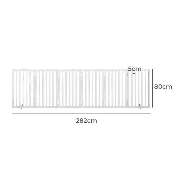 Pawzee Extra Tall 80cm High White Wooden Pet Gate | Foldable Stable Dog Fence Safety Stairs Gate in 3 Sizes