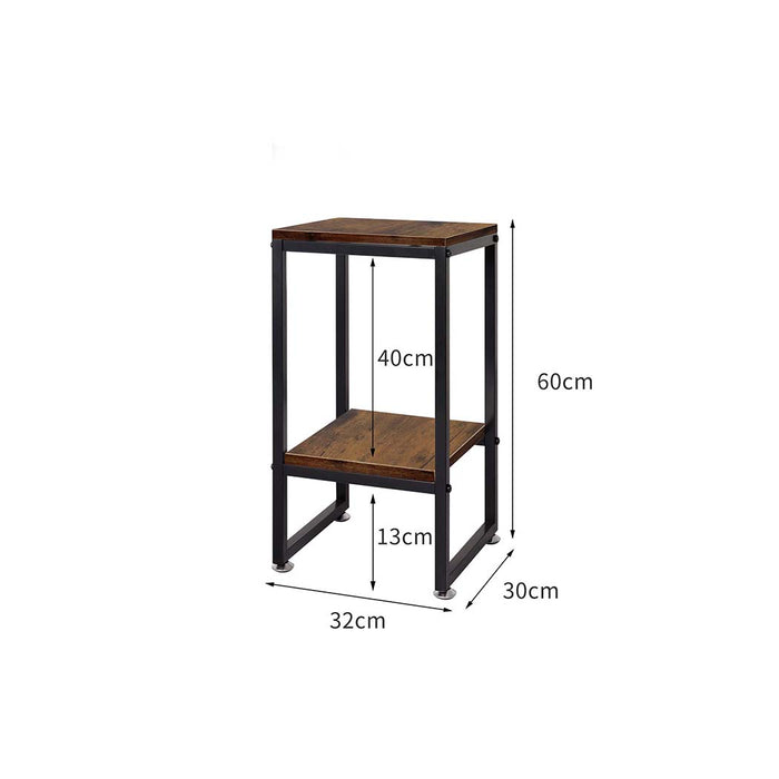 Natura 60cm 2 Tier Wooden Metal Plant Stand | Flower Pot Shelves and Stand in Metal Oak