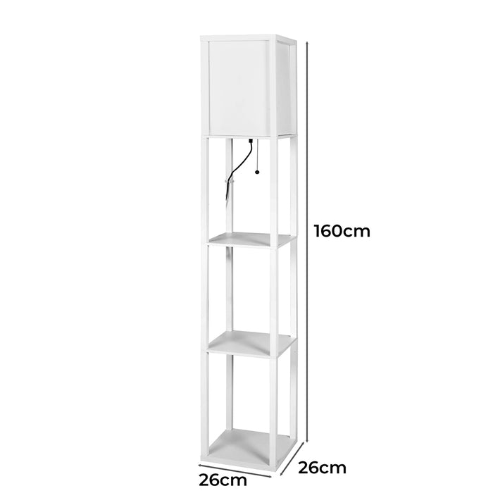 Premium LED Floor Lamp with Storage Shelves in White