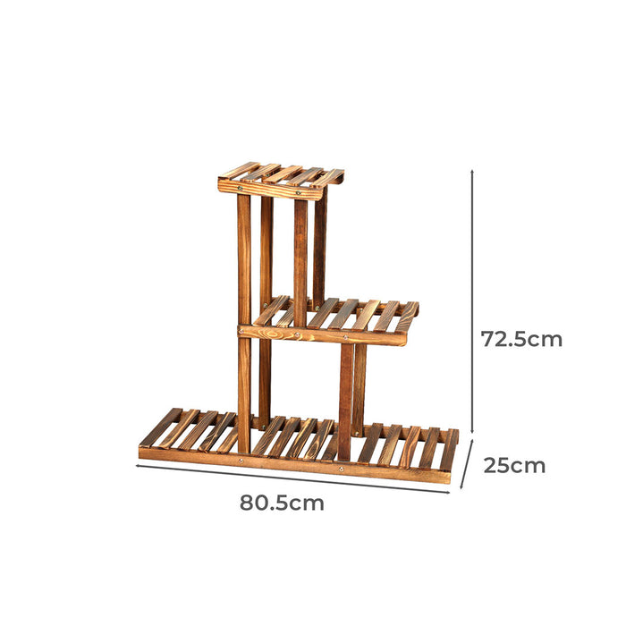 Natura 3-Tier Plant Stand Wood Wooden Pine Shelf Flower Pots Rack Indoor Garden