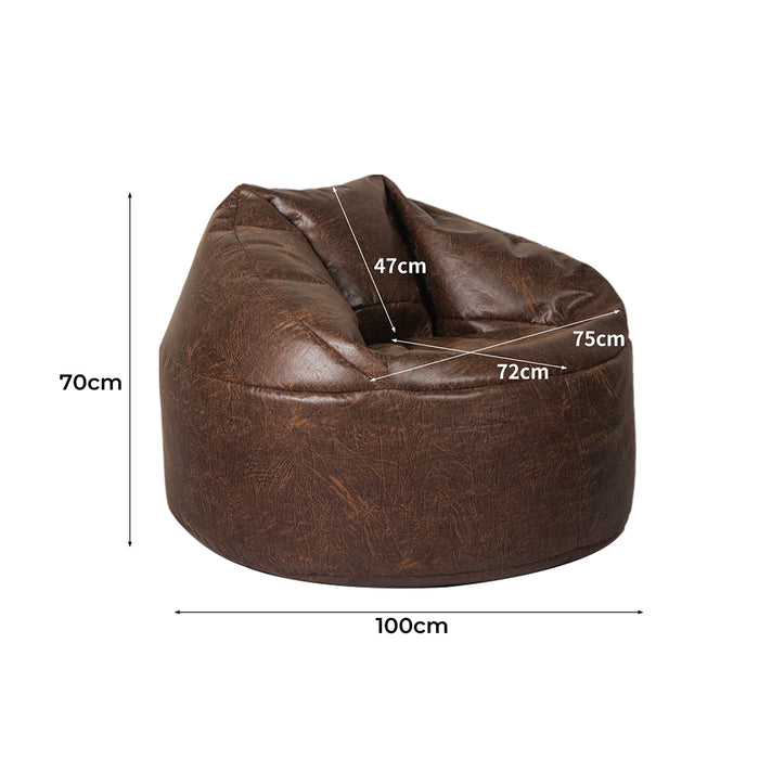 Ottoman Bean Bag Chair Cover PU Indoor Home Game Lounger Seat Lazy Sofa Large