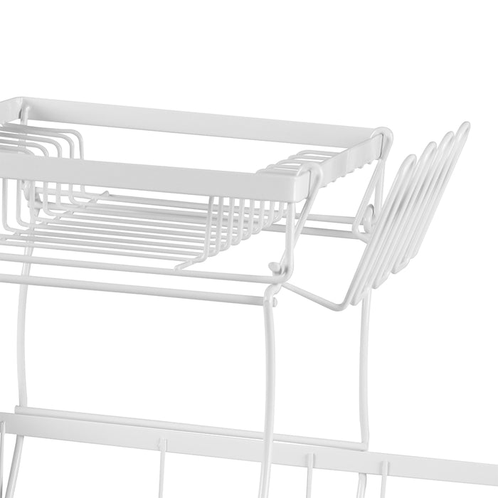 2 Tier White High Quality Dish Drying Rack | Detachable Dish Drainer Unit