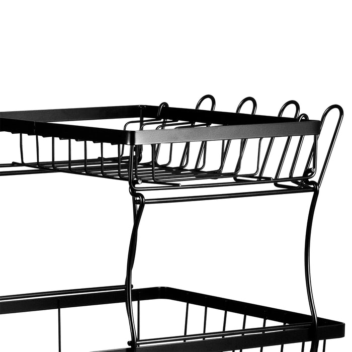 2 Tier Black High Quality Dish Drying Rack | Detachable Dish Drainer Unit