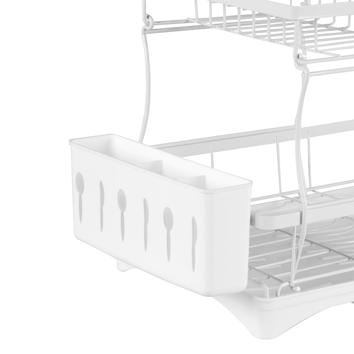 2 Tier White High Quality Dish Drying Rack | Detachable Dish Drainer Unit