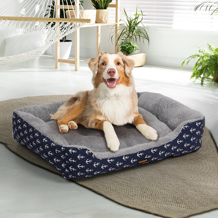 Pawzee Artso Soft Comfy Sofa Pet Bed | Cotton Filled Dog Bed - Navy Large