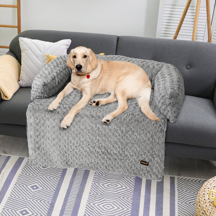 Pawzee Two in One Comfy Sofa and Cover Pet Bed | Cotton Filled Dog Bed - Grey XL