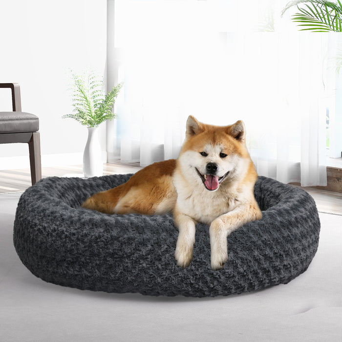 Pawzee Calming Dog Bed | Warm Soft Plush Sofa Pet Bed Cat Cave in Dark Grey XXL