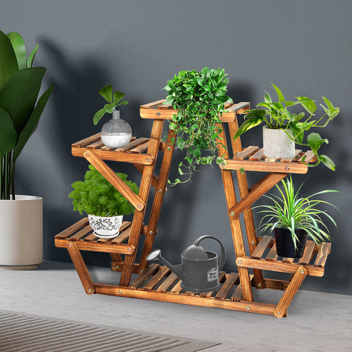 Natura 4-Tier Plant Stand Wood Wooden Pine Shelf Flower Pots Rack Indoor Garden