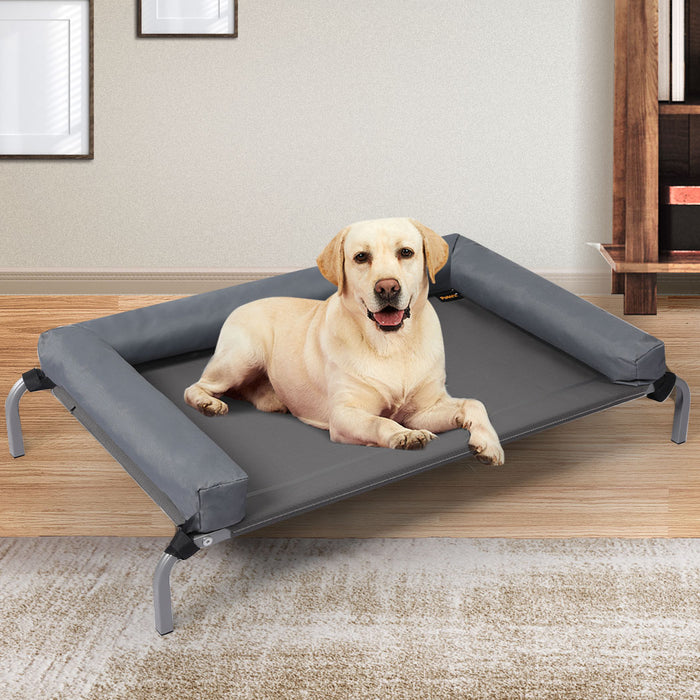 Pawzee Elevated Pet Bed | Dog Puppy Cat Raised Trampoline Hammock in Grey Medium