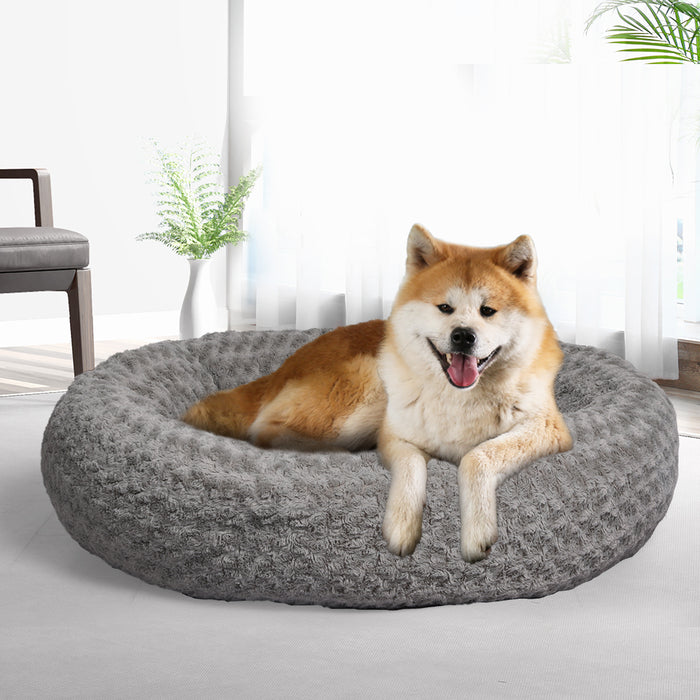 Pawzee Calming Dog Bed | Warm Soft Plush Sofa Pet Bed Cat Cave in Grey XXL