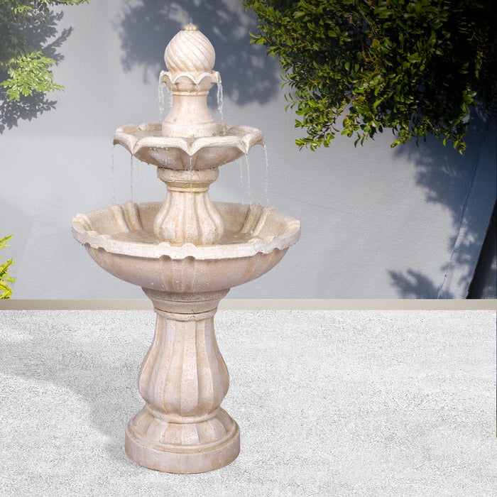 Classic 98cm Electric Water Fountain | Ourdoor Bird Bath Water Feature in White