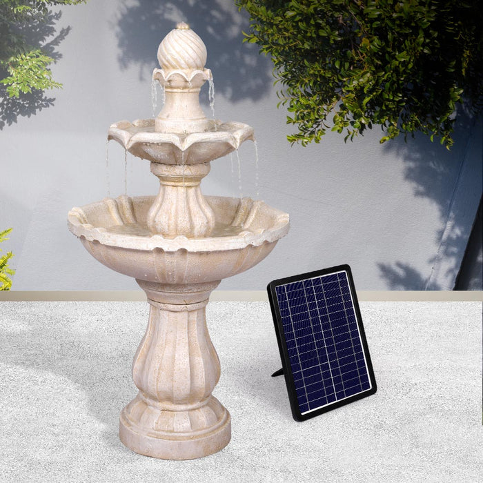 Classic 98cm Solar Water Fountain | Ourdoor Bird Bath Water Feature in White