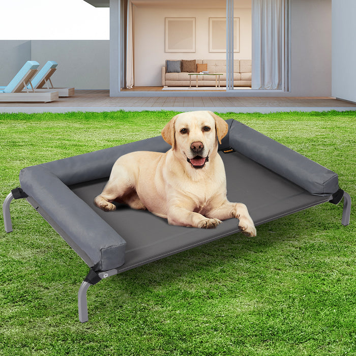 Pawzee Elevated Pet Bed | Dog Puppy Cat Raised Trampoline Hammock in Grey Medium