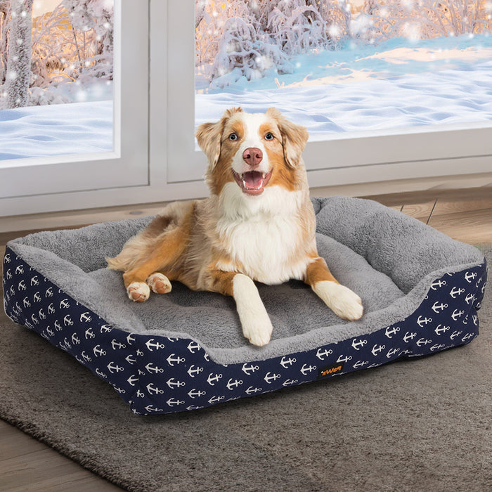 Pawzee Artso Soft Comfy Sofa Pet Bed | Cotton Filled Dog Bed - Navy Large