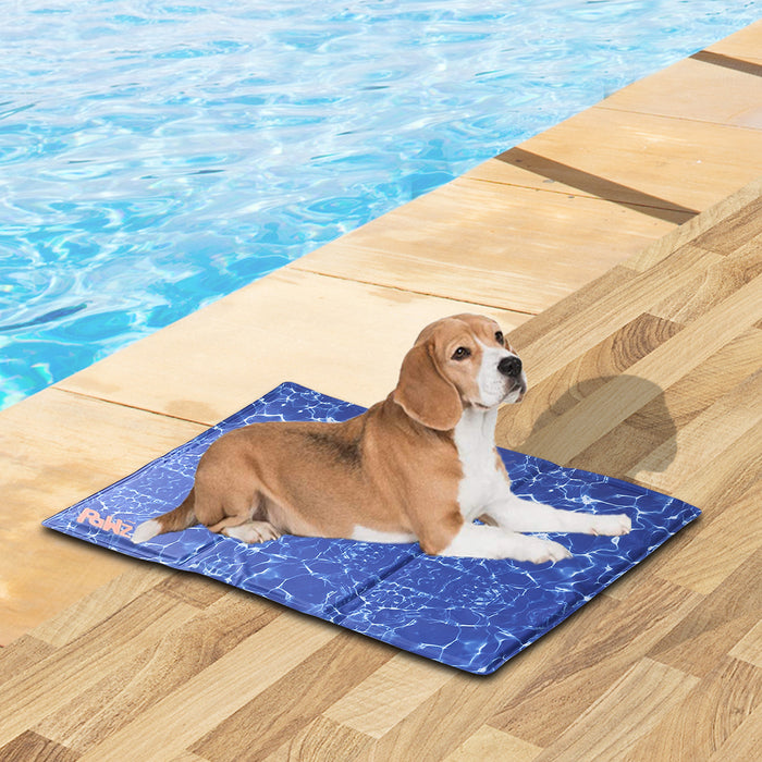 Pawzee Cool Gel Waterproof Pet Bed Mat | Self Cooling Dog Bed | Blue Medium