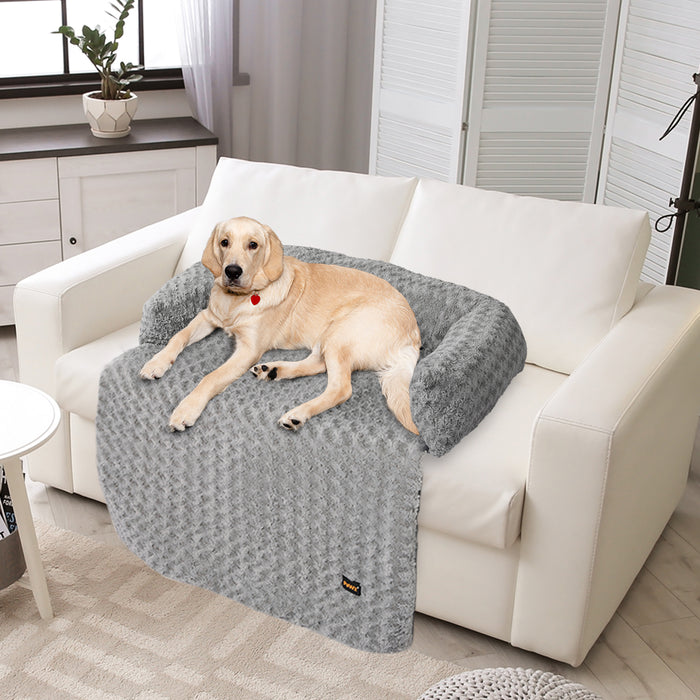 Pawzee Two in One Comfy Sofa and Cover Pet Bed | Cotton Filled Dog Bed - Grey XL