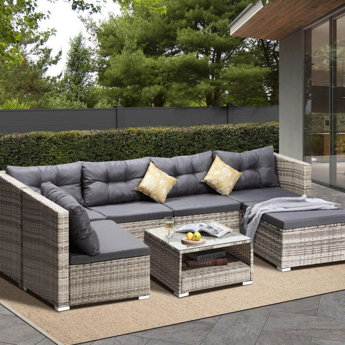 Ariana High Quality Wicker Outdoor Lounge Set | 4 or 6 Seater Modern Rattan Lounge Set with Table | 2 Colours