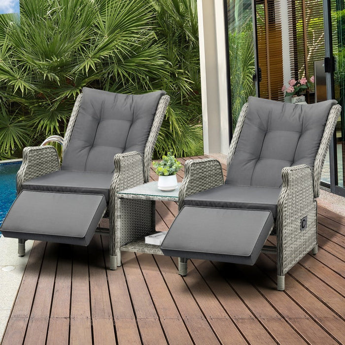 Positano Lux Rattan Wicker Outdoro Lounger Set | High Quality Weater Resistant Garden Patio Furniture Set | Adjustable Cushioned Lounger Sets | 2 Finished