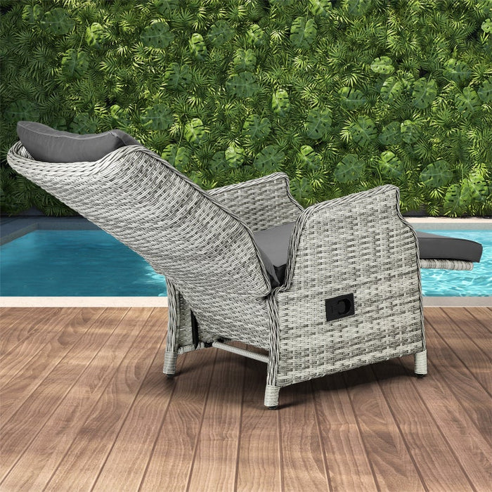 Positano Lux Rattan Wicker Outdoro Lounger Set | High Quality Weater Resistant Garden Patio Furniture Set | Adjustable Cushioned Lounger Sets | 2 Finished