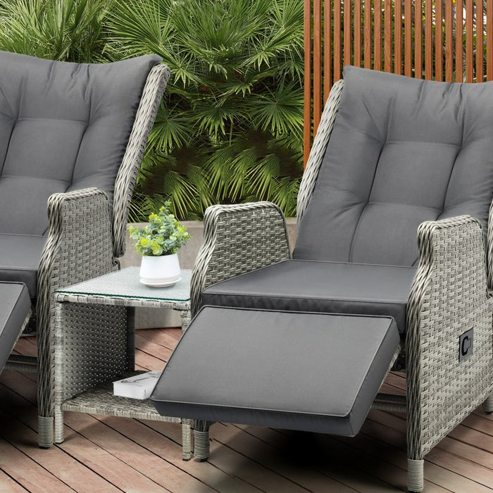 Positano Lux Rattan Wicker Outdoro Lounger Set | High Quality Weater Resistant Garden Patio Furniture Set | Adjustable Cushioned Lounger Sets | 2 Finished