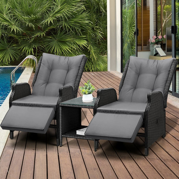 Positano Lux Rattan Wicker Outdoro Lounger Set | High Quality Weater Resistant Garden Patio Furniture Set | Adjustable Cushioned Lounger Sets | 2 Finished