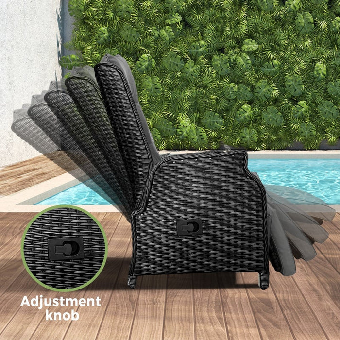 Positano Lux Rattan Wicker Outdoro Lounger Set | High Quality Weater Resistant Garden Patio Furniture Set | Adjustable Cushioned Lounger Sets | 2 Finished