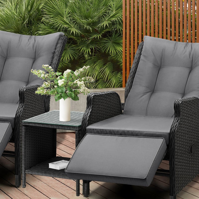 Positano Lux Rattan Wicker Outdoro Lounger Set | High Quality Weater Resistant Garden Patio Furniture Set | Adjustable Cushioned Lounger Sets | 2 Finished